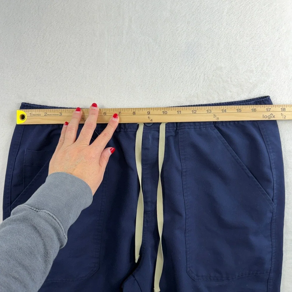 Figs Size‎ Large Cairo Cargo Scrub Straight Leg Pants Navy Blue Zip Button Mens
